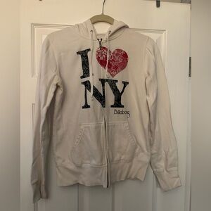 I Love NY White Billabong Zip-up Hoodie Vintage Y2K Size L